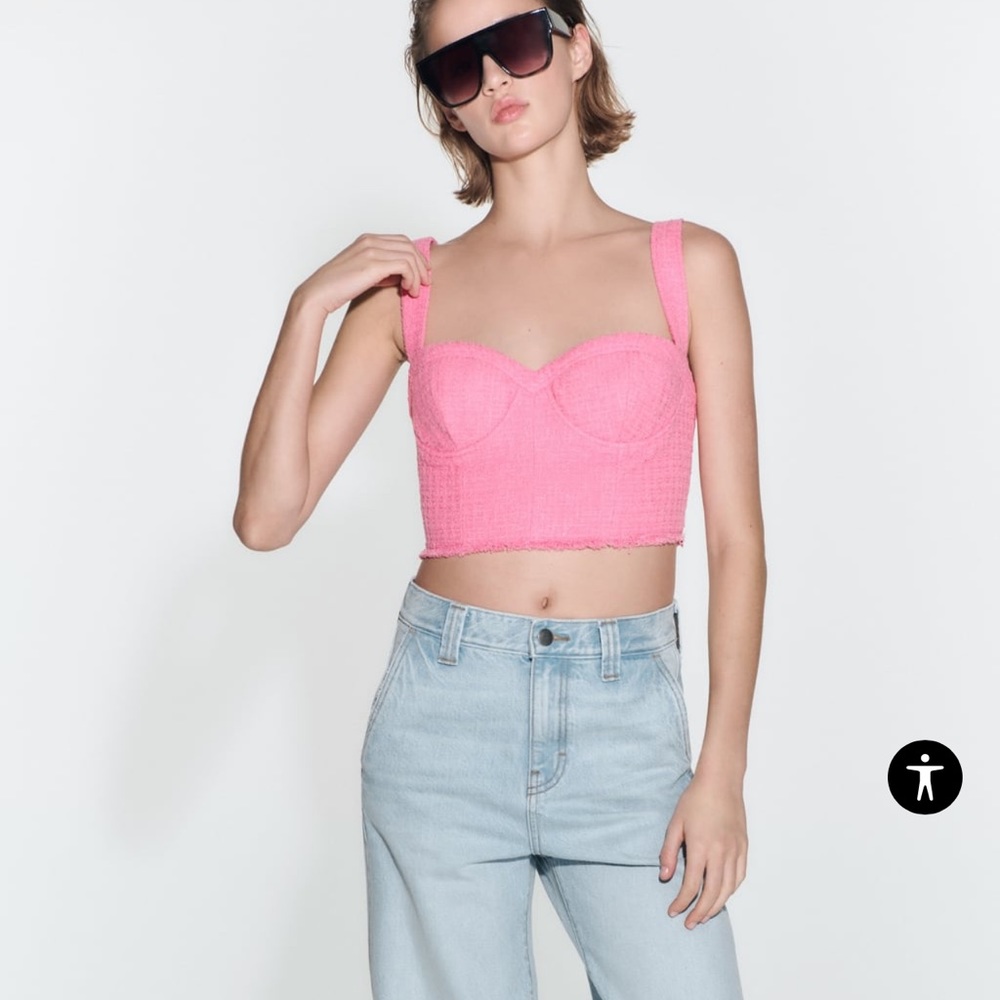 Women Zara TEXTURED BUSTIER TOP